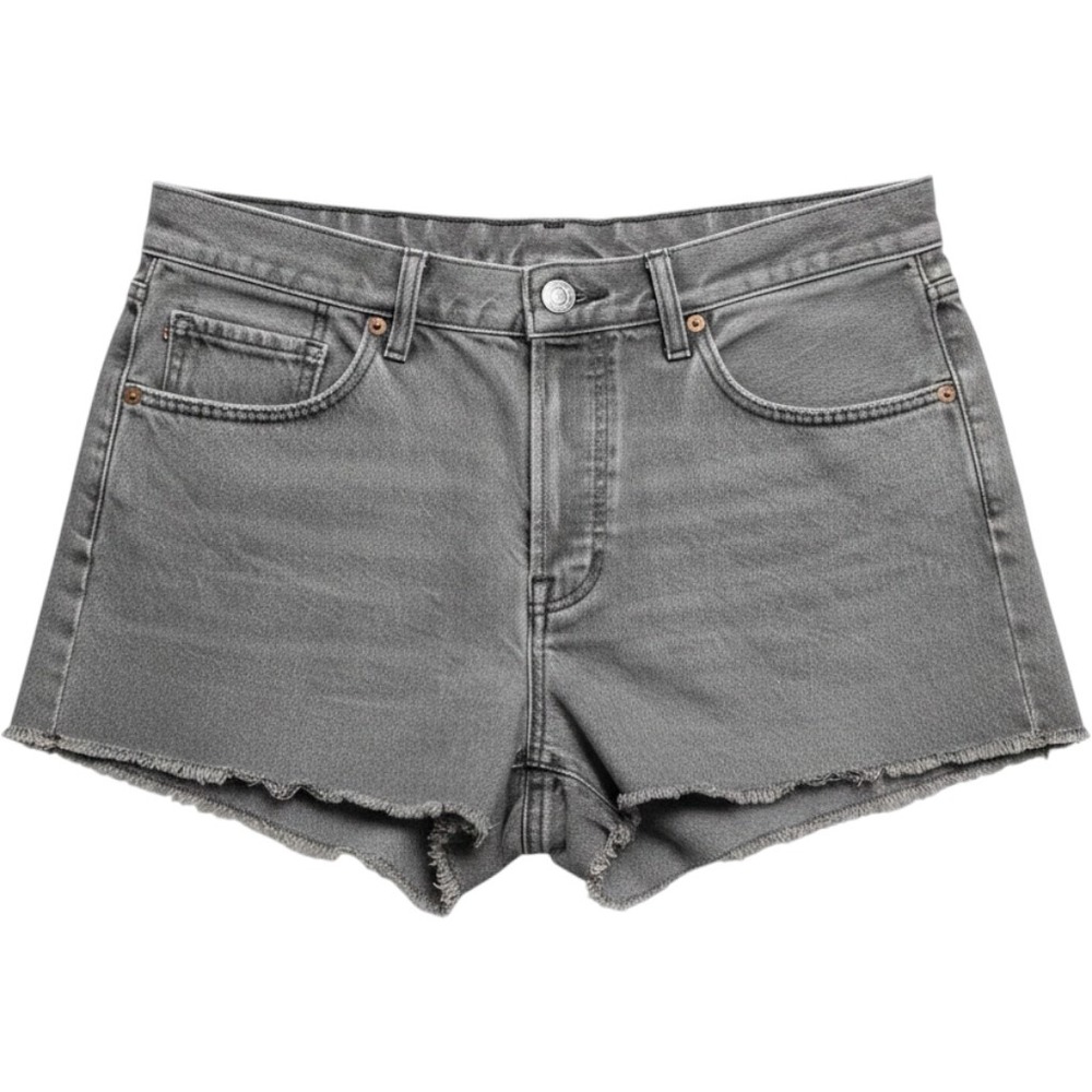 Levis 501 High Rise Gray Denim Cut Off Shorts Women Size 30 Raw Hem Button Fly